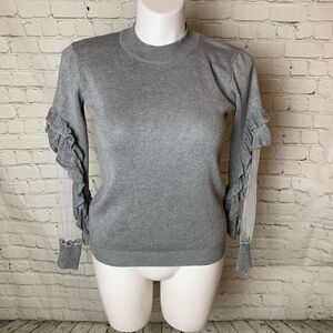 🔮 Reveuse | Crew Neck Mesh Ruffle Sleeve Sweater